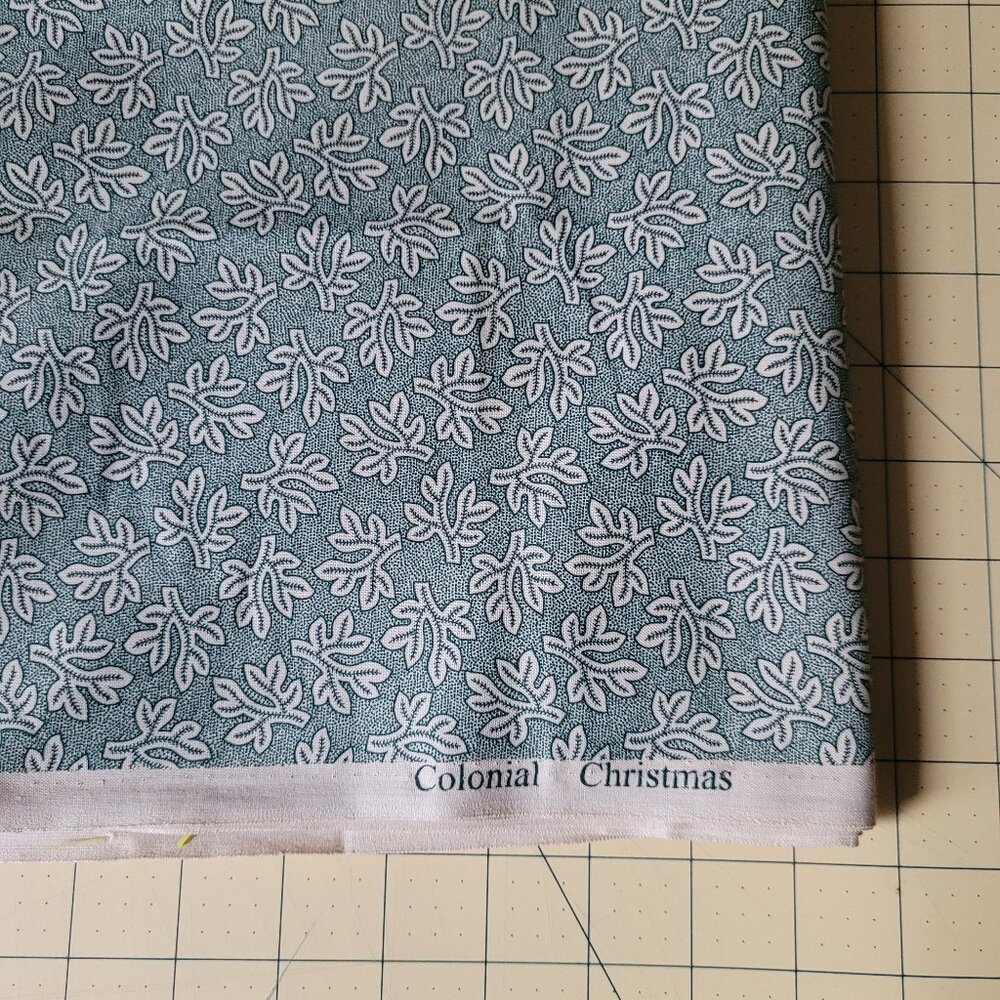 1 yard Green with Leaves Colonial Christmas Marcus Fabric by Judie Rothermel